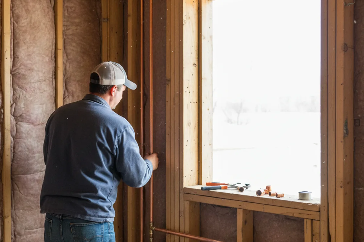 Licensed plumber running new copper supply lines in a Pineville home