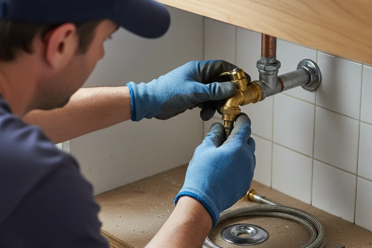 Shutoff valve and fitting work during Emergency Plumbing in Pineville